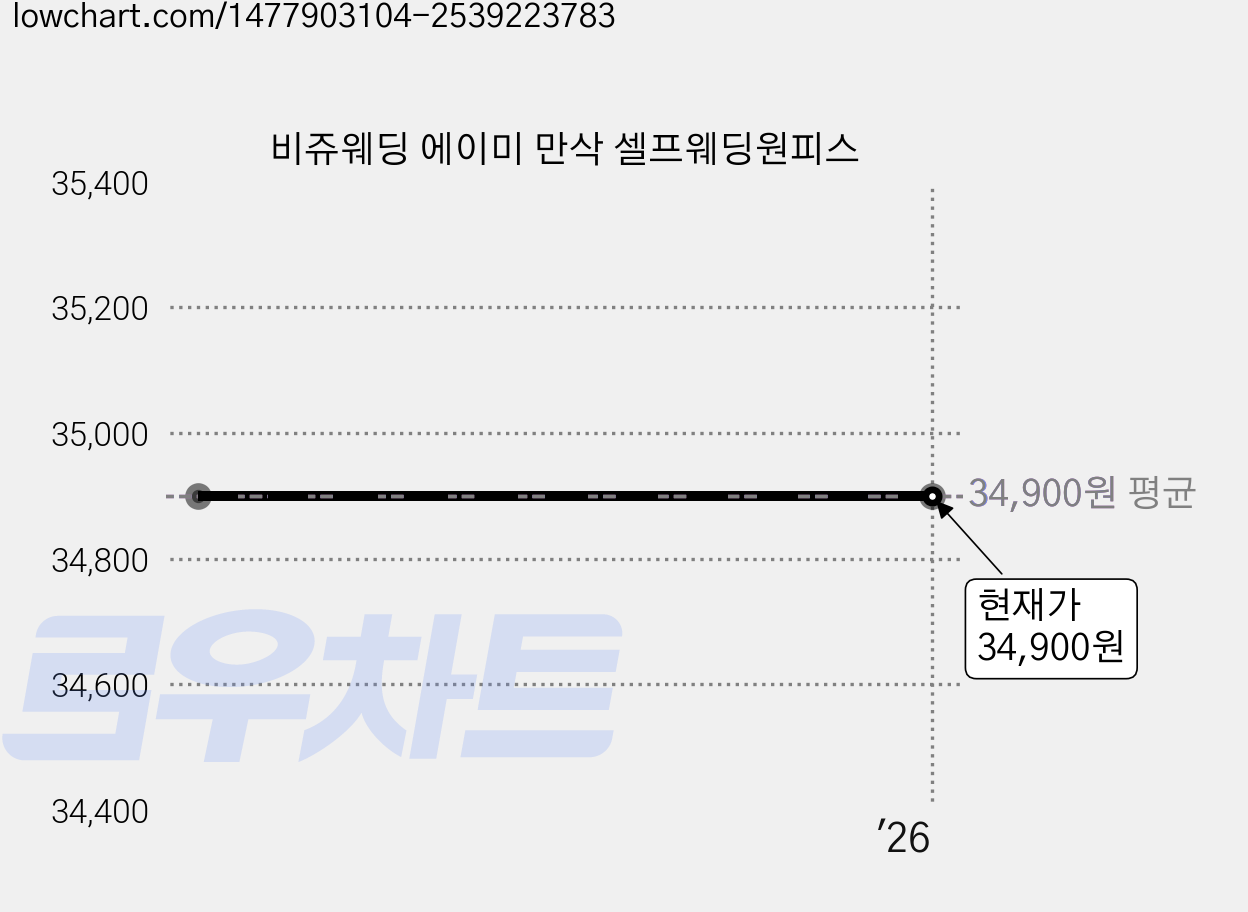 비쥬웨딩 에이미 만삭 셀프웨딩원피스 가격 변동 차트, 현재가 34,900원