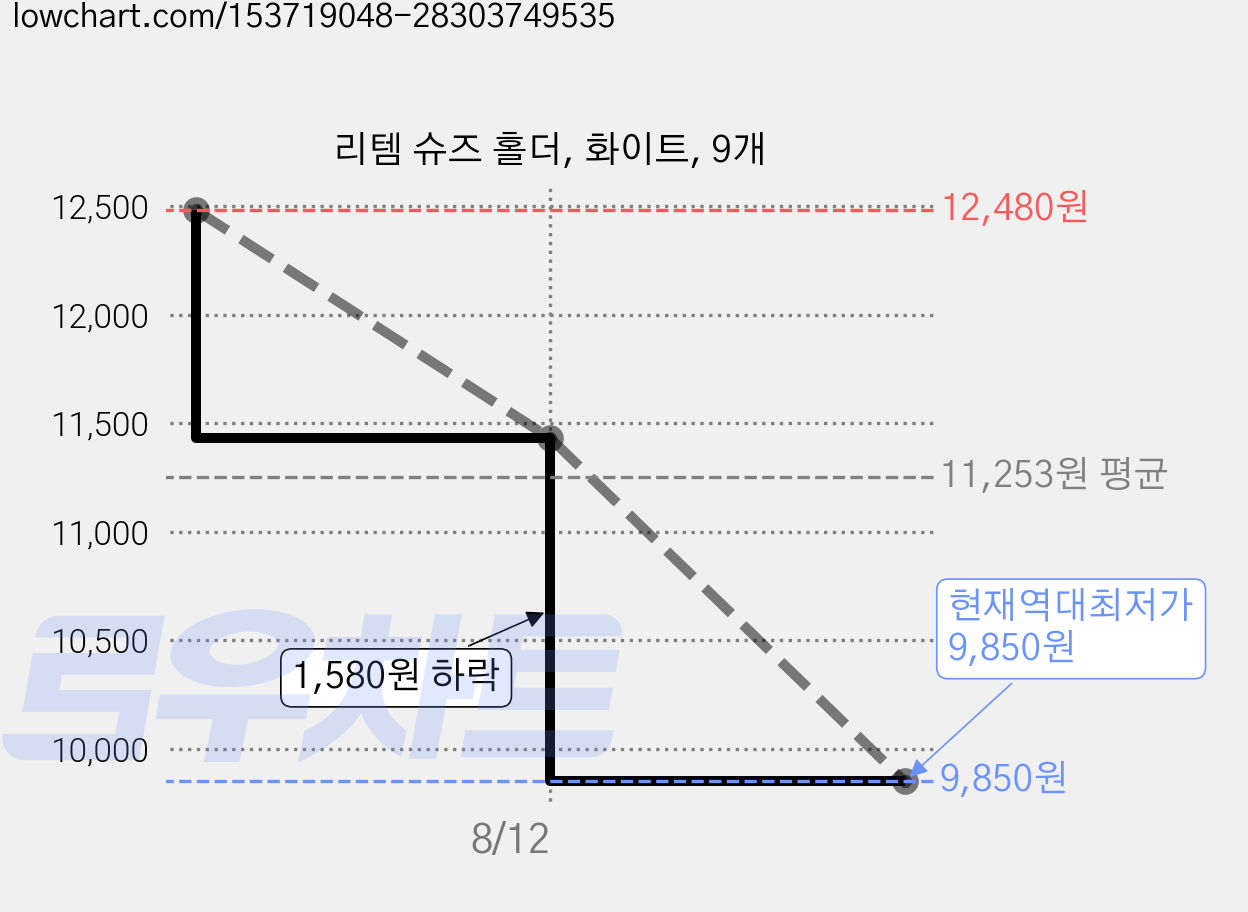 리템 슈즈 홀더, 화이트, 9개 가격 변동 차트, 현재가 9,850원, 역대최저가