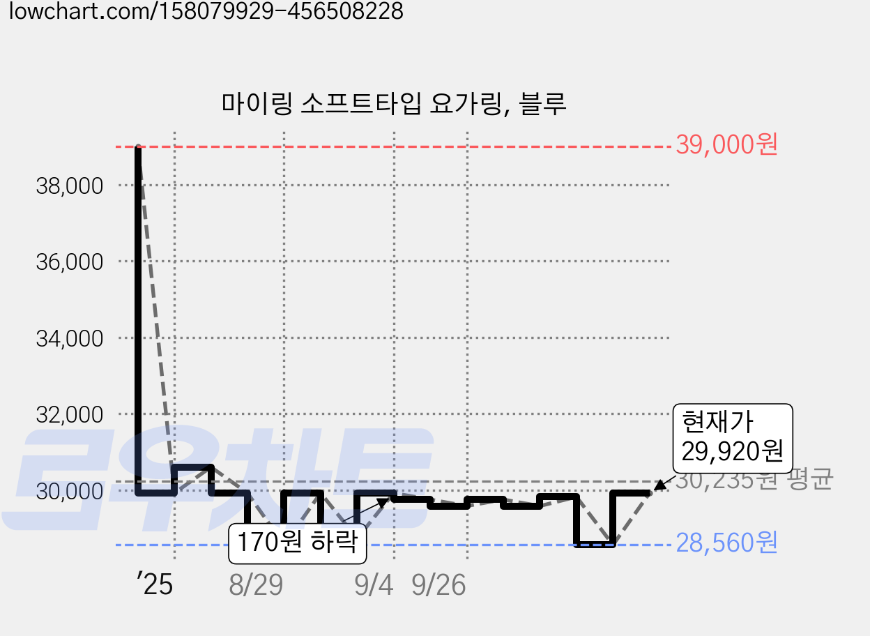 마이링 소프트타입 요가링, 블루 가격 변동 차트, 현재가 28,560원, 역대최저가