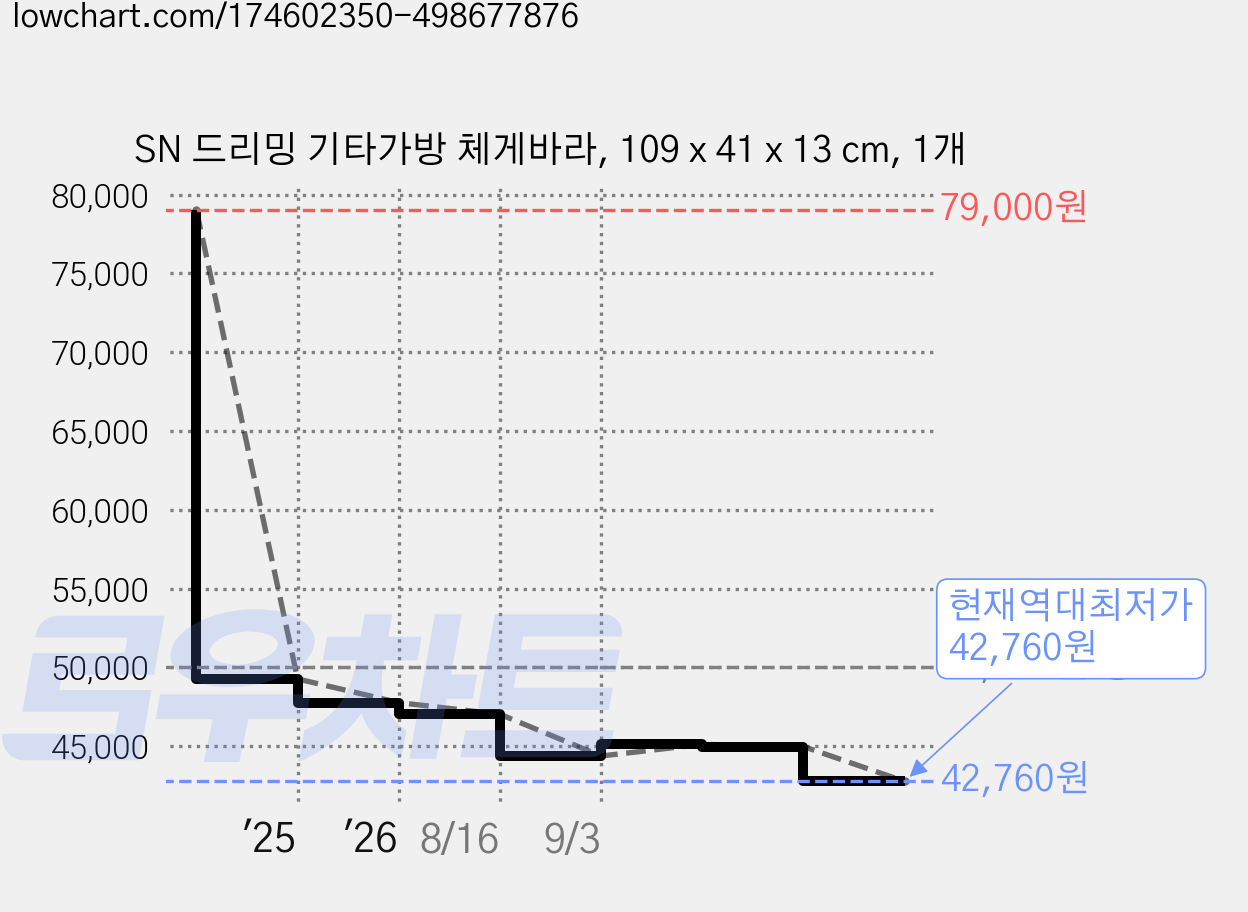 SN 드리밍 기타가방 체게바라, 109 x 41 x 13 cm, 1개 가격 변동 차트, 현재가 42,760원, 역대최저가