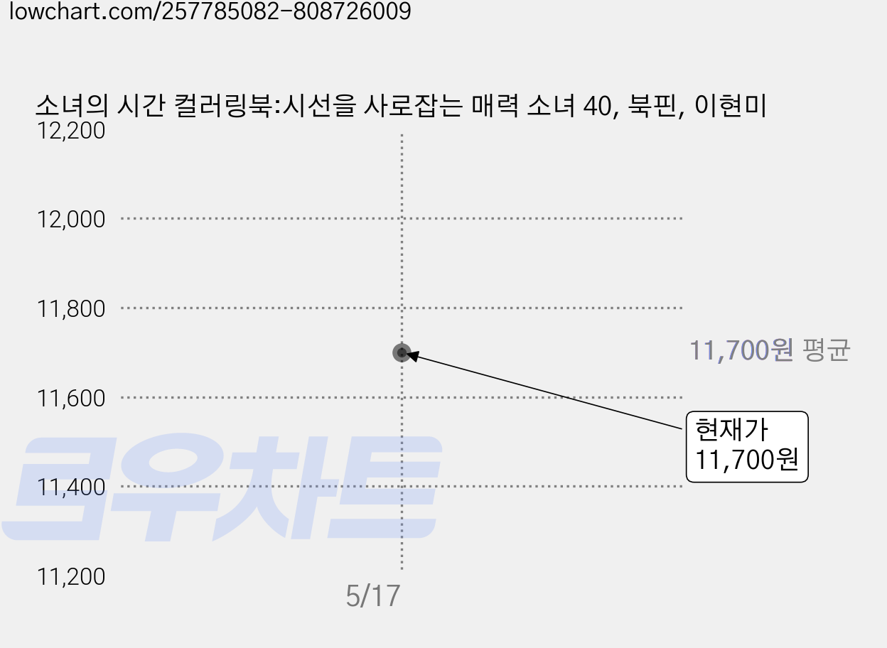 소녀의 시간 컬러링북:시선을 사로잡는 매력 소녀 40, 북핀, 이현미 가격 변동 차트, 현재가 11,700원