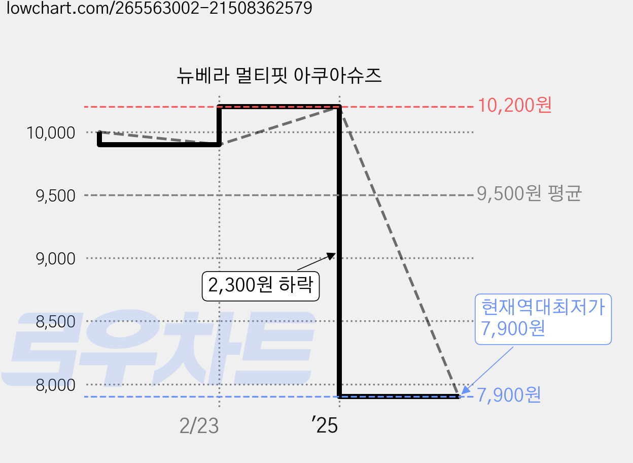 뉴베라 멀티핏 아쿠아슈즈 가격 변동 차트, 현재가 7,900원, 역대최저가