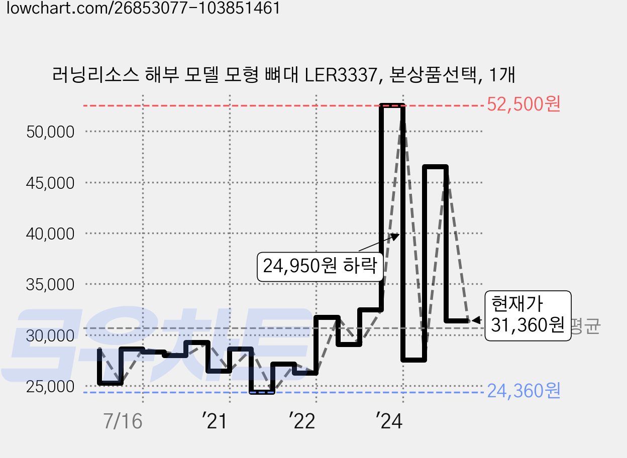 러닝리소스 해부 모델 모형 뼈대 LER3337, 본상품선택, 1개 가격 변동 차트, 현재가 31,360원, 관측 최저가 24,360원