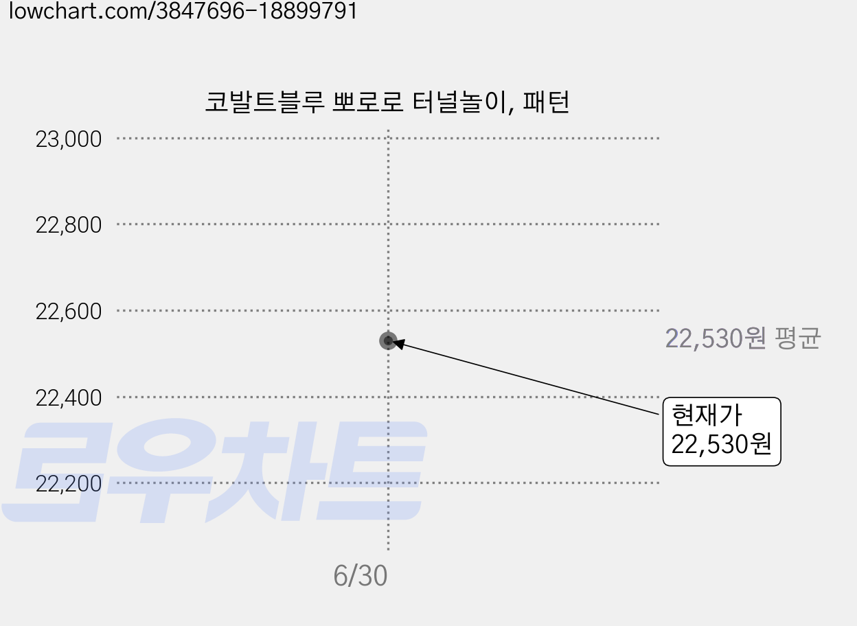 코발트블루 뽀로로 터널놀이, 패턴 가격 변동 차트, 현재가 22,530원, 관측 최저가 21,760원