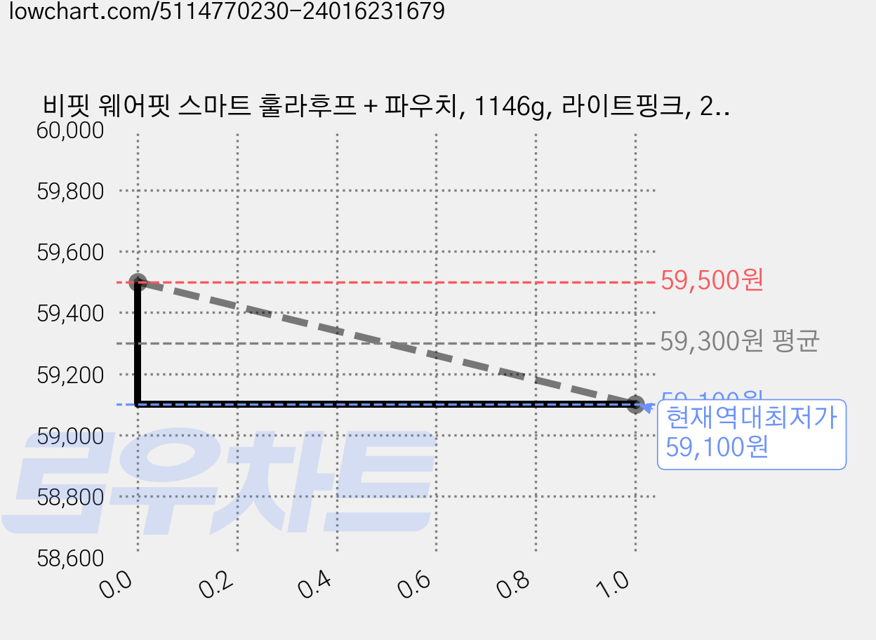 비핏 웨어핏 스마트 훌라후프 + 파우치, 1146g, 라이트핑크, 2세트 가격 변동 차트, 현재가 59,100원, 역대최저가