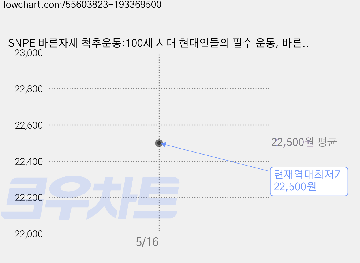 SNPE 바른자세 척추운동:100세 시대 현대인들의 필수 운동, 바른몸만들기, 최중기, 윤지유 가격 변동 차트, 현재가 22,500원, 역대최저가