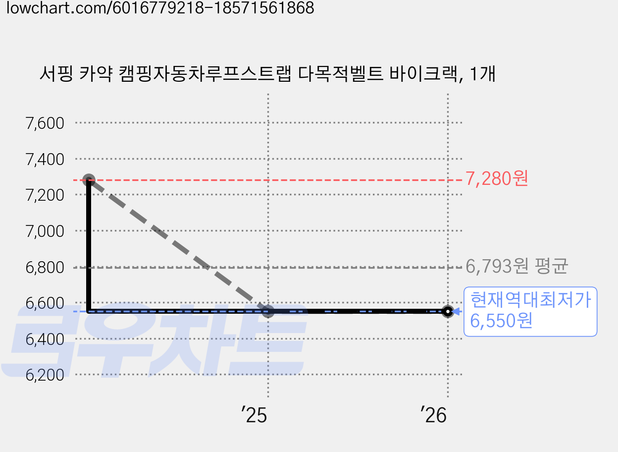 서핑 카약 캠핑자동차루프스트랩 다목적벨트 바이크랙, 1개 가격 변동 차트, 현재가 6,550원, 역대최저가