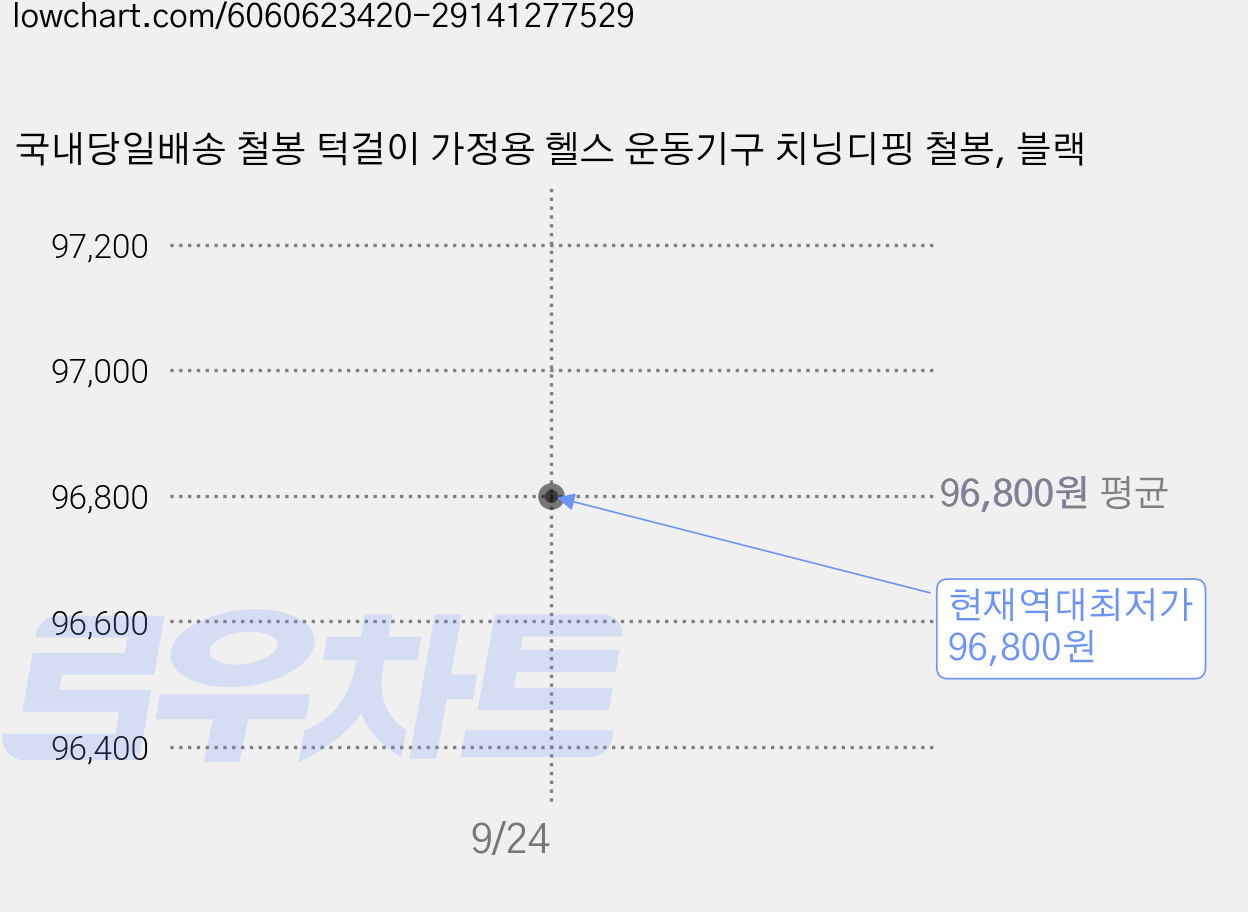 국내당일배송 철봉 턱걸이 가정용 헬스 운동기구 치닝디핑 철봉, 블랙 가격 변동 차트, 현재가 96,800원, 역대최저가