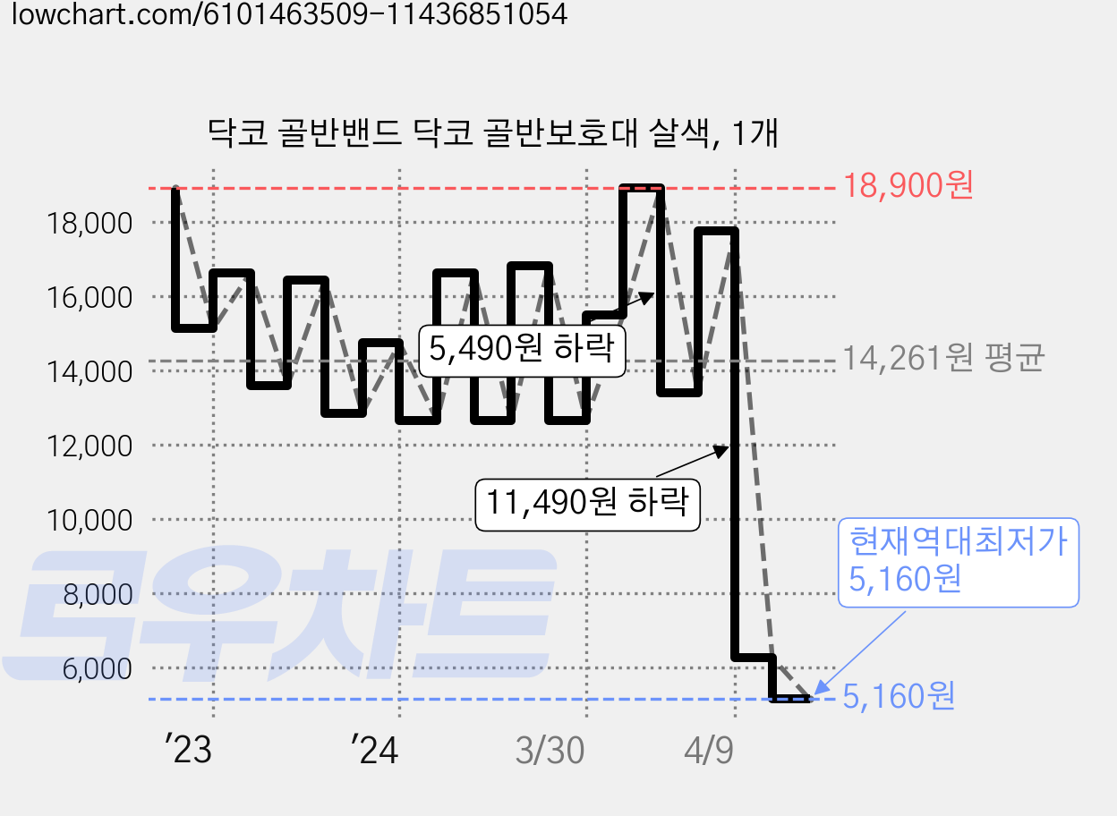 닥코 골반밴드 닥코 골반보호대 살색, 1개 가격 변동 차트, 현재가 5,160원, 역대최저가