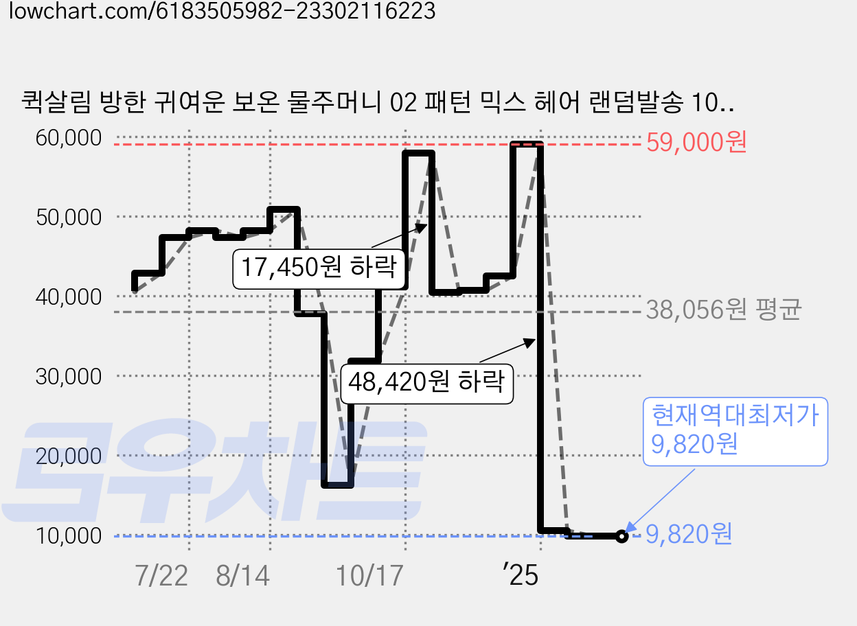 퀵살림 방한 귀여운 보온 물주머니 02 패턴 믹스 헤어 랜덤발송 1000ml, 2개 가격 변동 차트, 현재가 9,820원, 역대최저가