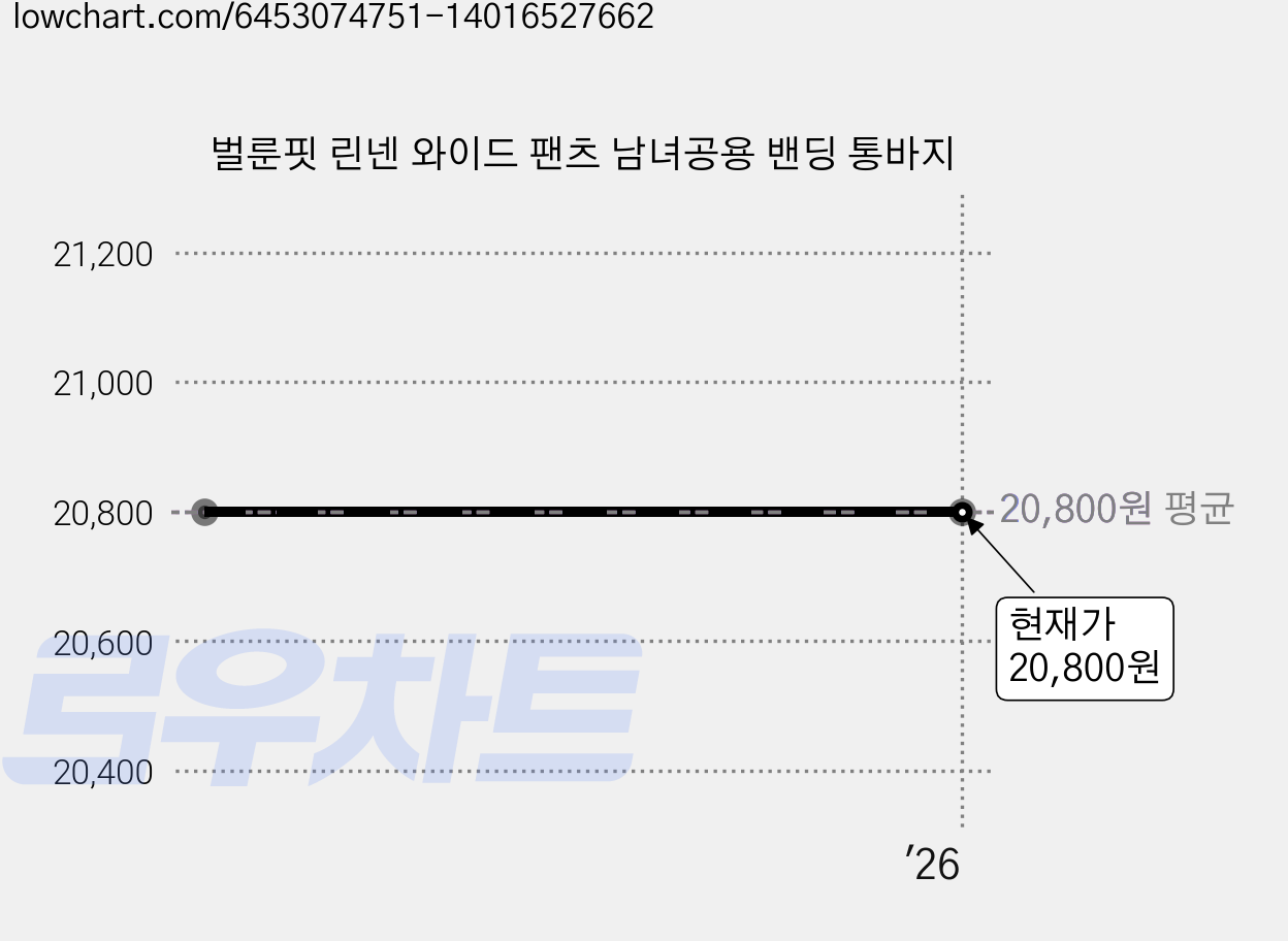 벌룬핏 린넨 와이드 팬츠 남녀공용 밴딩 통바지 가격 변동 차트, 현재가 20,800원