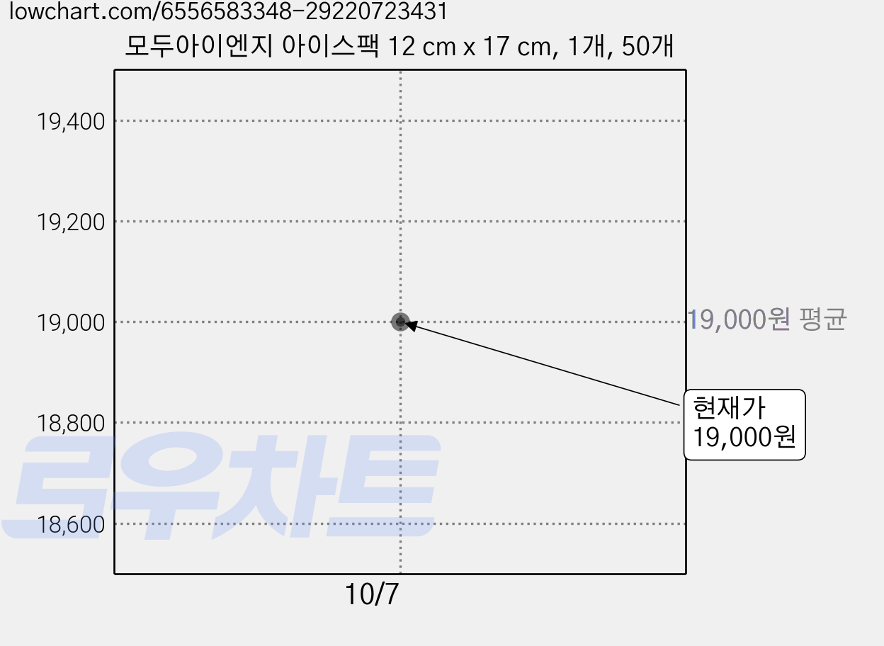 모두아이엔지 아이스팩 12 cm x 17 cm, 1개, 50개 가격 변동 차트, 현재가 19,000원