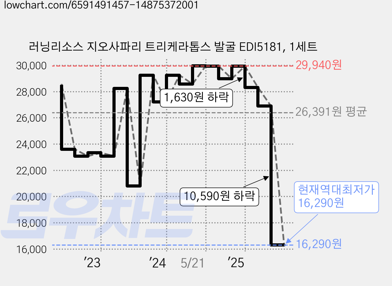 러닝리소스 지오사파리 트리케라톱스 발굴 EDI5181, 1세트 가격 변동 차트, 현재가 16,290원, 역대최저가