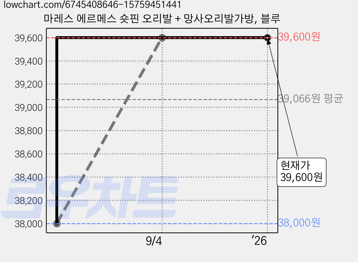 마레스 에르메스 숏핀 오리발 + 망사오리발가방, 블루 가격 변동 차트, 현재가 39,600원, 역대최저가