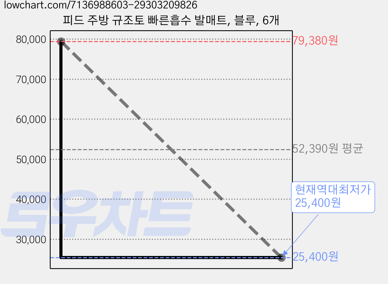 피드 주방 규조토 빠른흡수 발매트, 블루, 6개 가격 변동 차트, 현재가 25,400원, 역대최저가