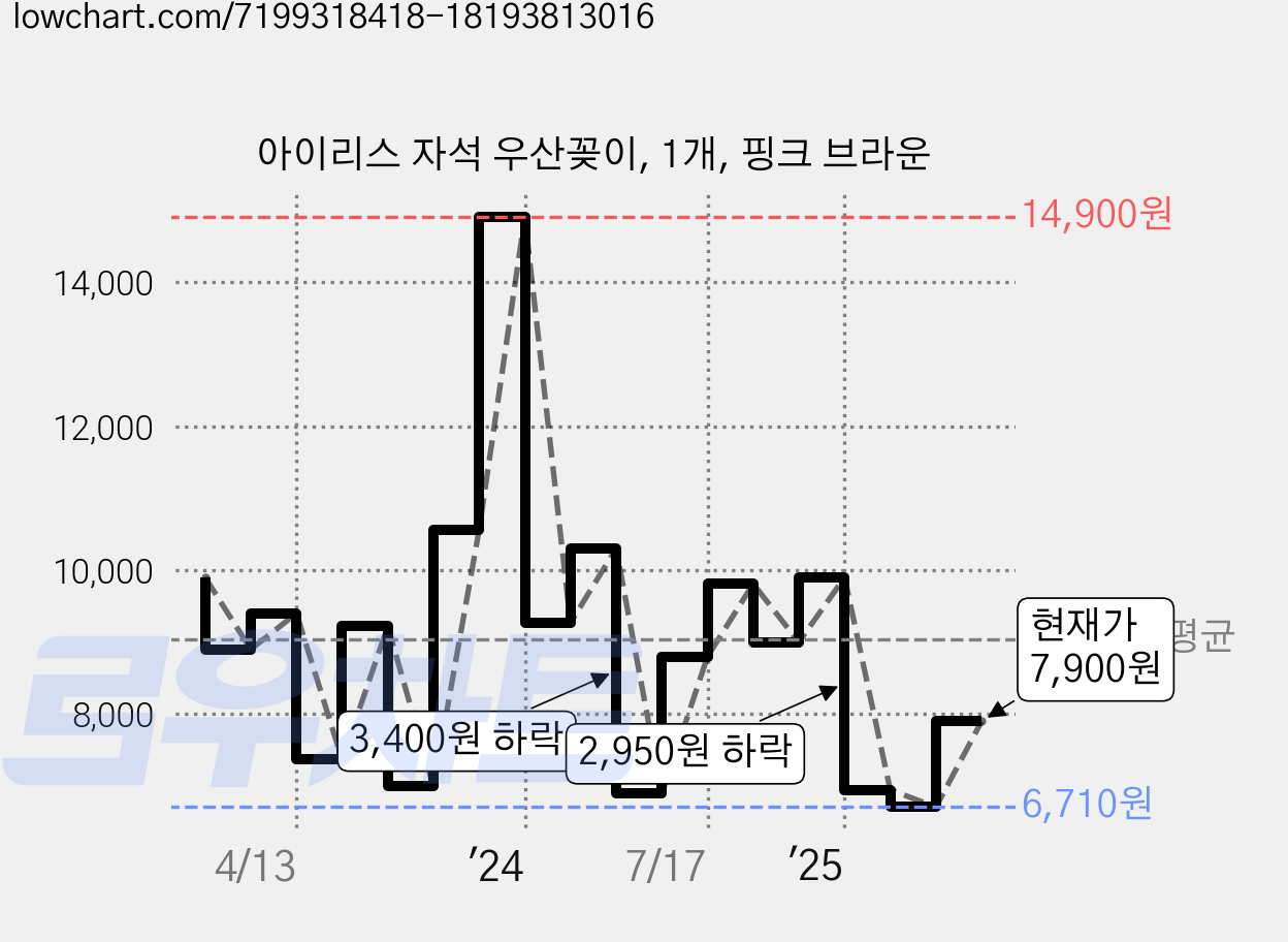 아이리스 자석 우산꽂이, 1개, 핑크 브라운 가격 변동 차트, 현재가 7,900원, 관측 최저가 6,710원