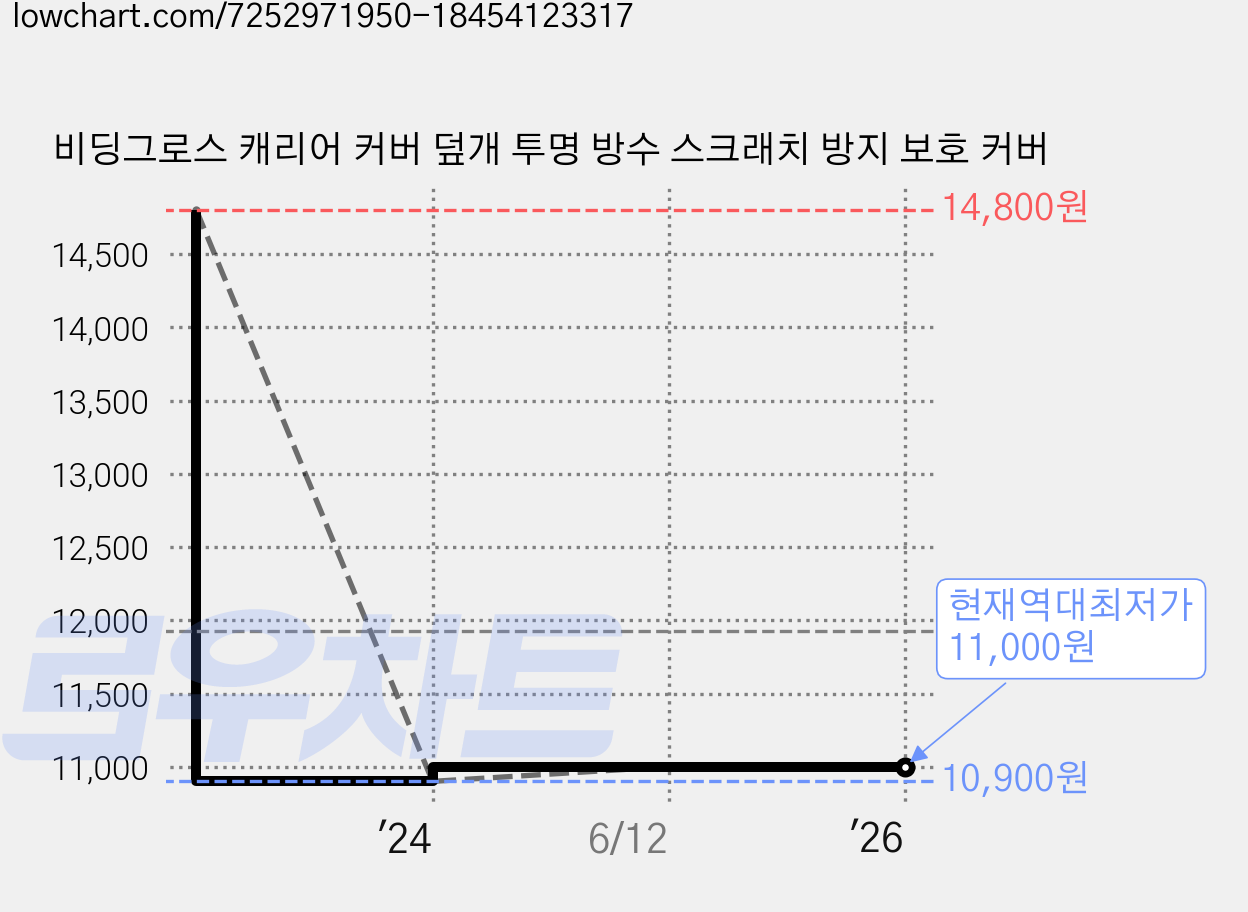 비딩그로스 캐리어 커버 덮개 투명 방수 스크래치 방지 보호 커버 가격 변동 차트, 현재가 11,000원, 역대최저가