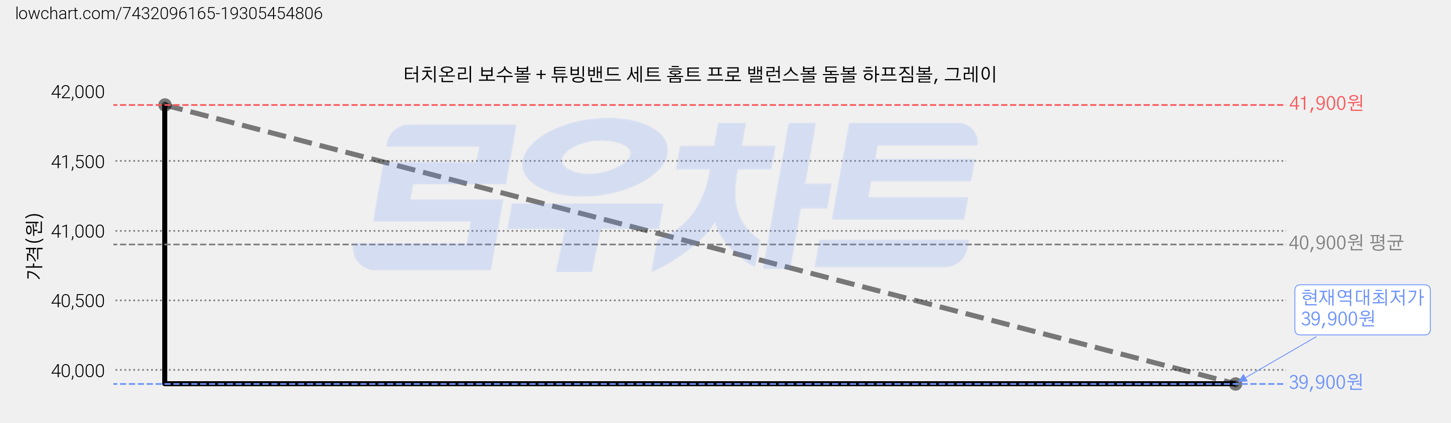 터치온리 보수볼 + 튜빙밴드 세트 홈트 프로 밸런스볼 돔볼 하프짐볼, 그레이 가격 변동 차트, 현재가 39,900원, 역대최저가