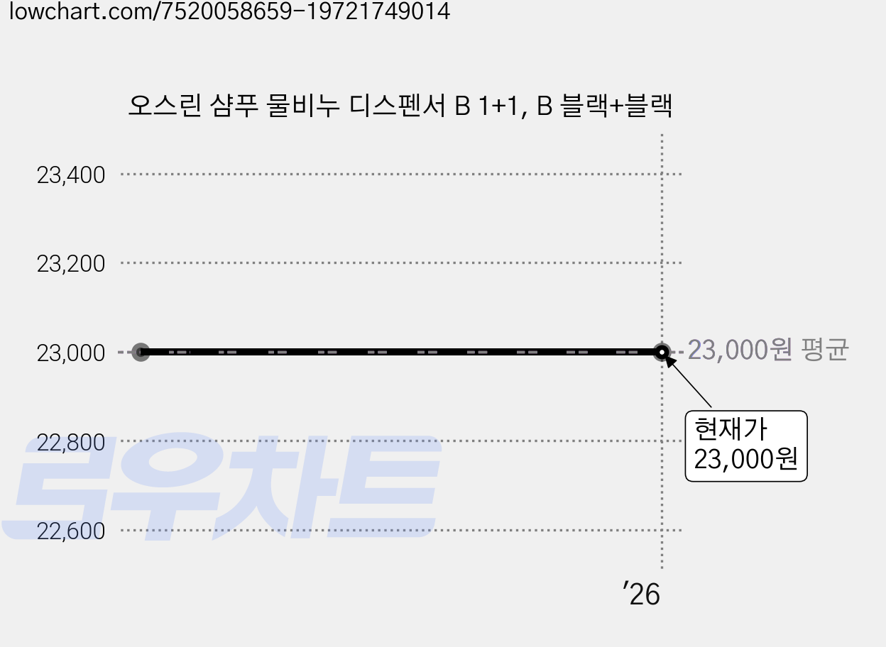 오스린 샴푸 물비누 디스펜서 B 1+1, B 블랙+블랙 가격 변동 차트, 현재가 23,000원