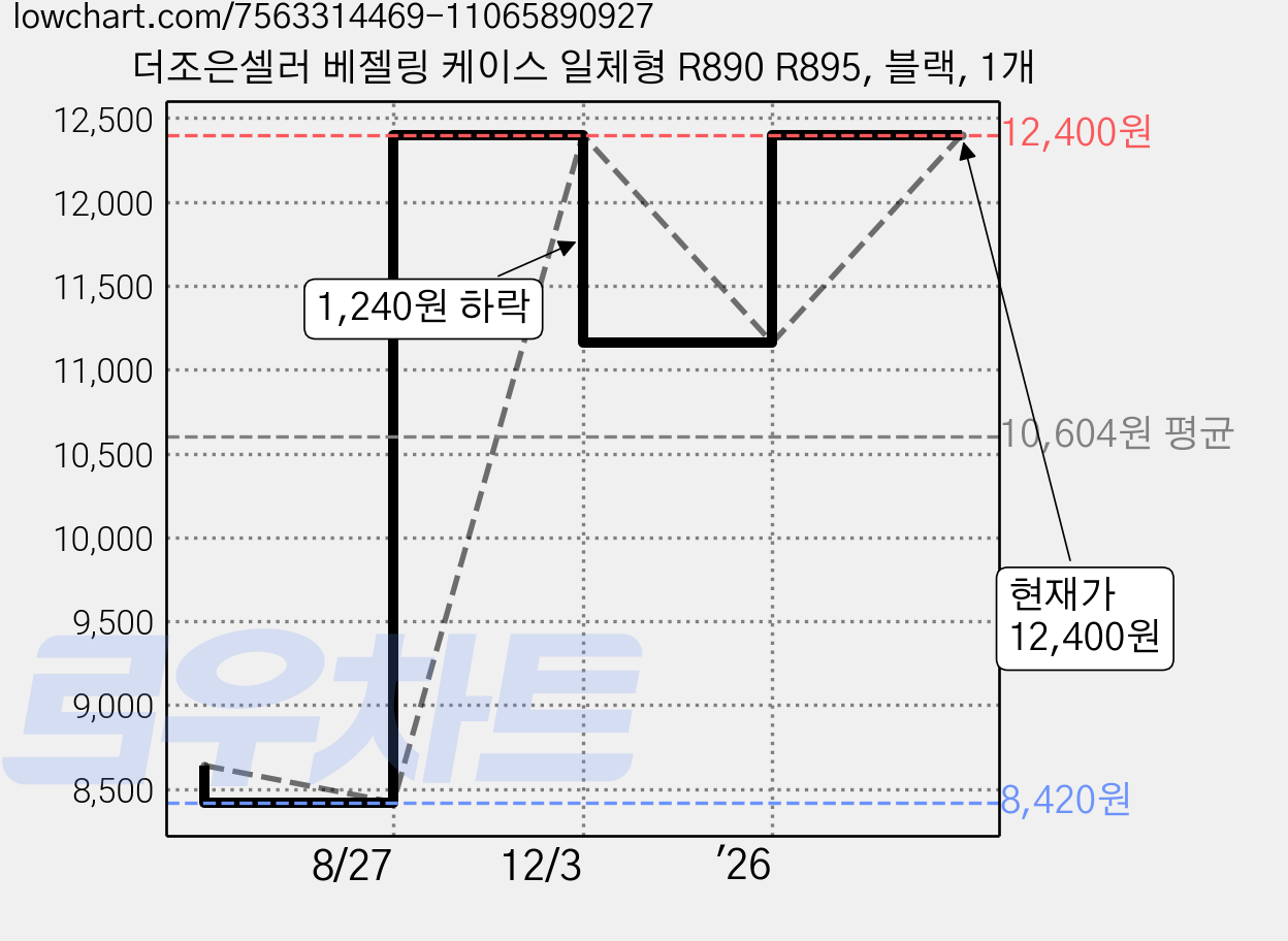 더조은셀러 베젤링 케이스 일체형 R890 R895, 블랙, 1개 가격 변동 차트, 현재가 12,400원, 관측 최저가 8,420원