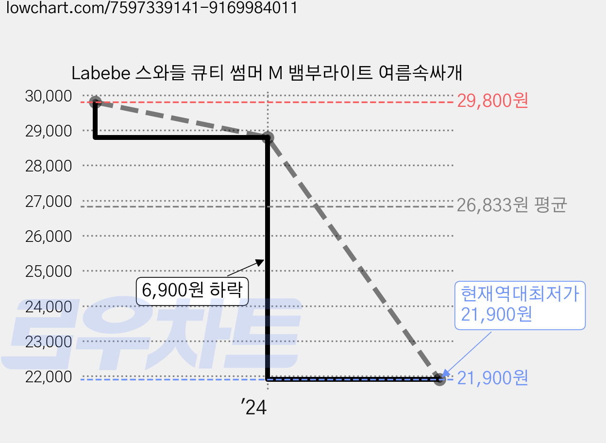 Labebe 스와들 큐티 썸머 M 뱀부라이트 여름속싸개 가격 변동 차트, 현재가 21,900원, 역대최저가