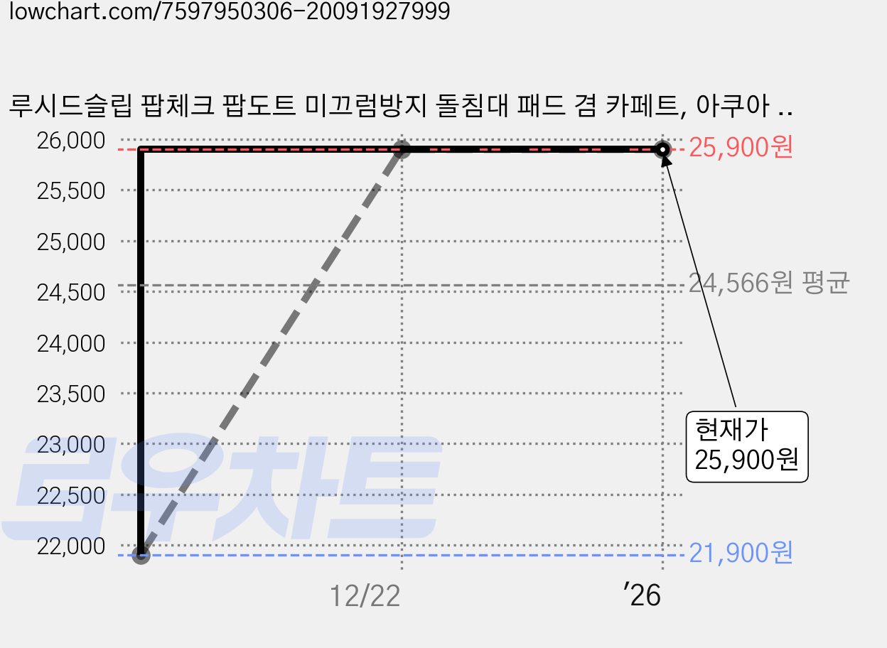 루시드슬립 팝체크 팝도트 미끄럼방지 돌침대 패드 겸 카페트, 아쿠아 블루 가격 변동 차트, 현재가 25,900원, 역대최저가