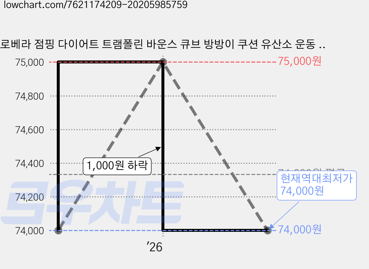 로베라 점핑 다이어트 트램폴린 바운스 큐브 방방이 쿠션 유산소 운동 기구 세트 BC-500, 블루 가격 변동 차트, 현재가 74,000원, 역대최저가