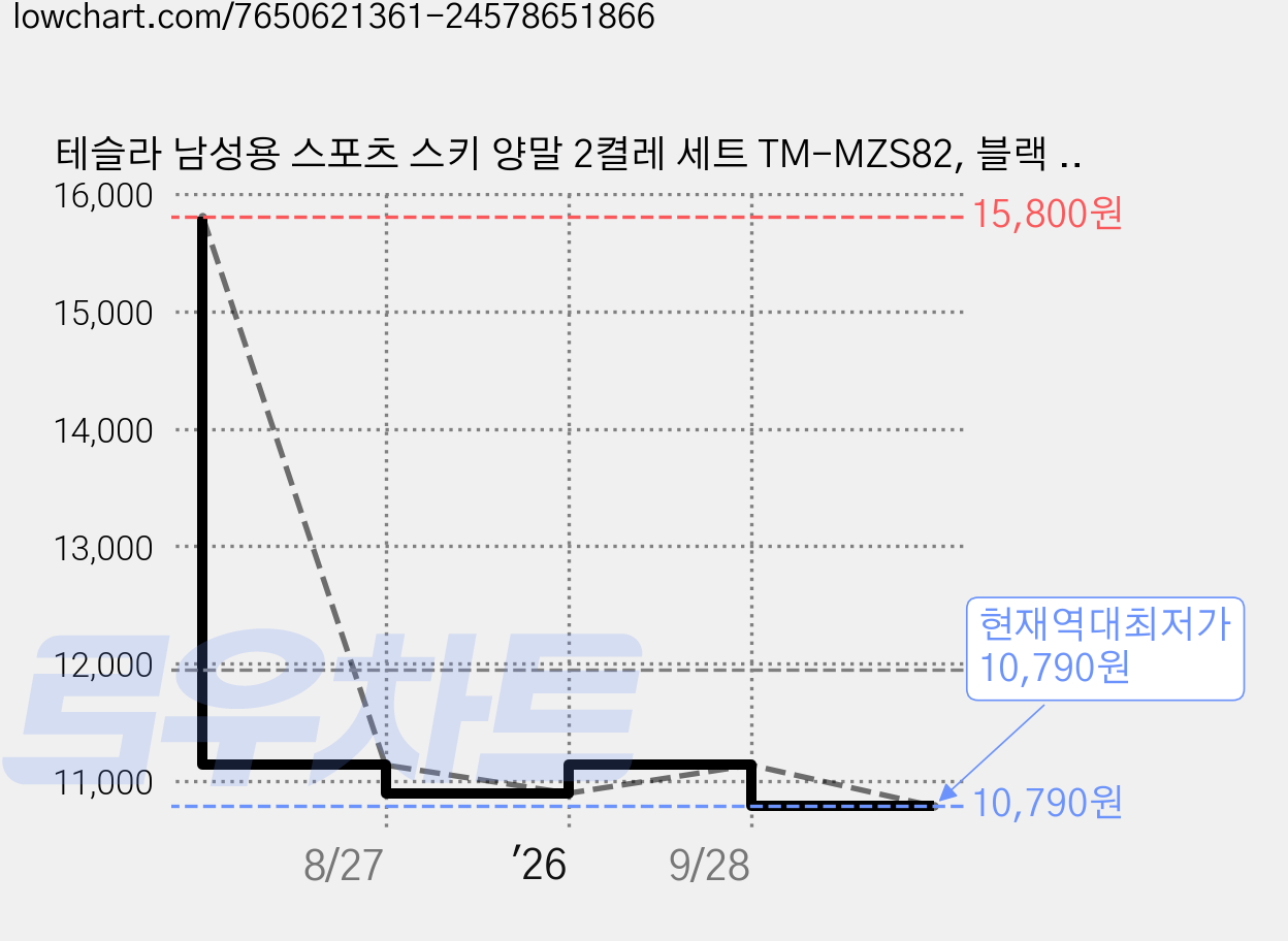 테슬라 남성용 스포츠 스키 양말 2켤레 세트 TM-MZS82, 블랙 + 네온옐로우, 1세트 가격 변동 차트, 현재가 10,790원, 역대최저가