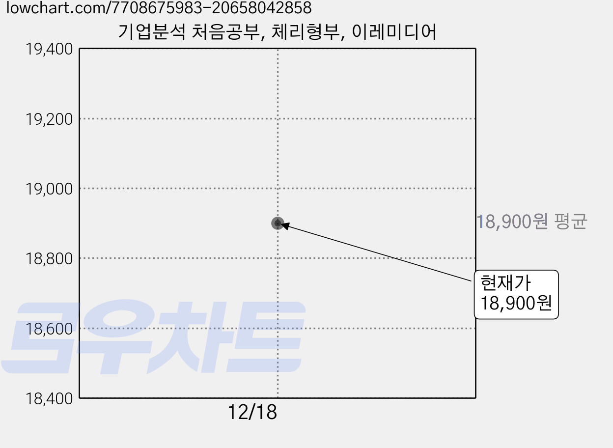 기업분석 처음공부, 체리형부, 이레미디어 가격 변동 차트, 현재가 18,900원