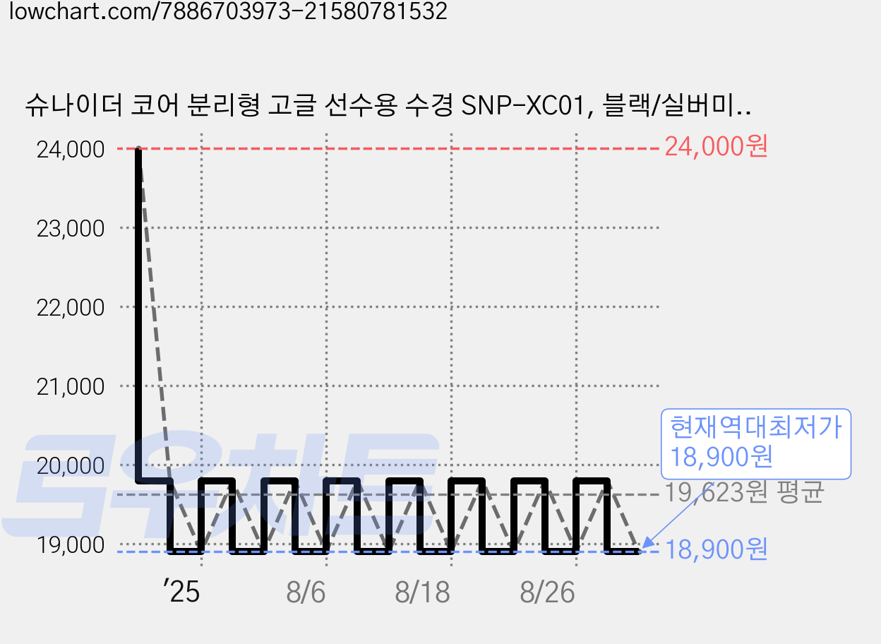 슈나이더 코어 분리형 고글 선수용 수경 SNP-XC01, 블랙/실버미러 가격 변동 차트, 현재가 18,900원, 역대최저가