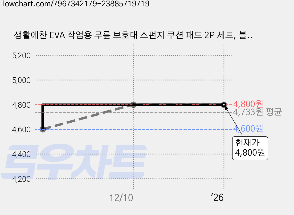 생활예찬 EVA 작업용 무릎 보호대 스펀지 쿠션 패드 2P 세트, 블랙, 1세트 가격 변동 차트, 현재가 4,800원, 역대최저가