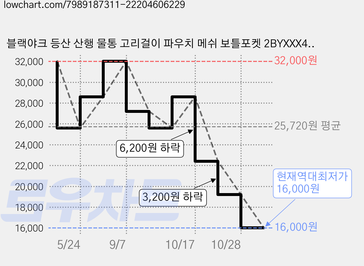 블랙야크 등산 산행 물통 고리걸이 파우치 메쉬 보틀포켓 2BYXXX4908 보온병 주머니 가방, 블랙, free, BLACK 가격 변동 차트, 현재가 16,000원, 역대최저가