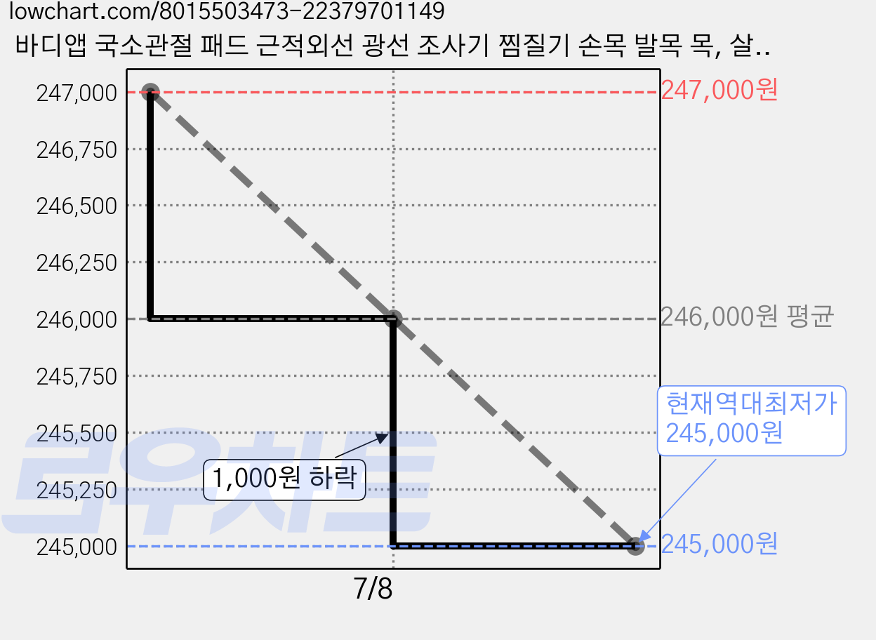 바디앱 국소관절 패드 근적외선 광선 조사기 찜질기 손목 발목 목, 살루스, 2개 가격 변동 차트, 현재가 245,000원, 역대최저가