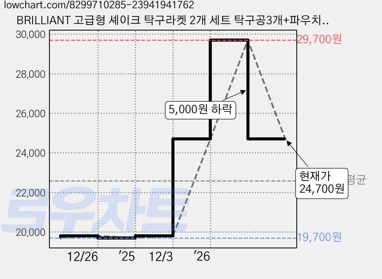 BRILLIANT 고급형 셰이크 탁구라켓 2개 세트 탁구공3개+파우치 포함 초보 입문 학교 체육 긴 손잡이, 1세트, 고급형라켓 가격 변동 차트, 현재가 24,700원, 관측 최저가 19,700원