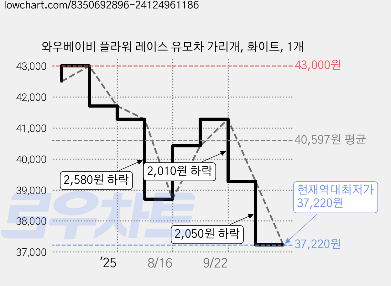 와우베이비 플라워 레이스 유모차 가리개, 화이트, 1개 가격 변동 차트, 현재가 37,220원, 역대최저가