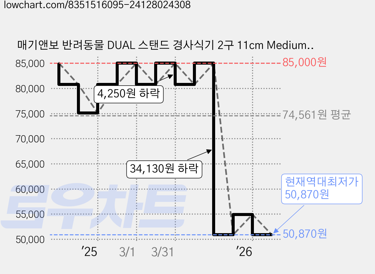 매기앤보 반려동물 DUAL 스탠드 경사식기 2구 11cm Medium + 도기 2p 세트, 듀얼 블랙, 1세트 가격 변동 차트, 현재가 50,870원, 역대최저가