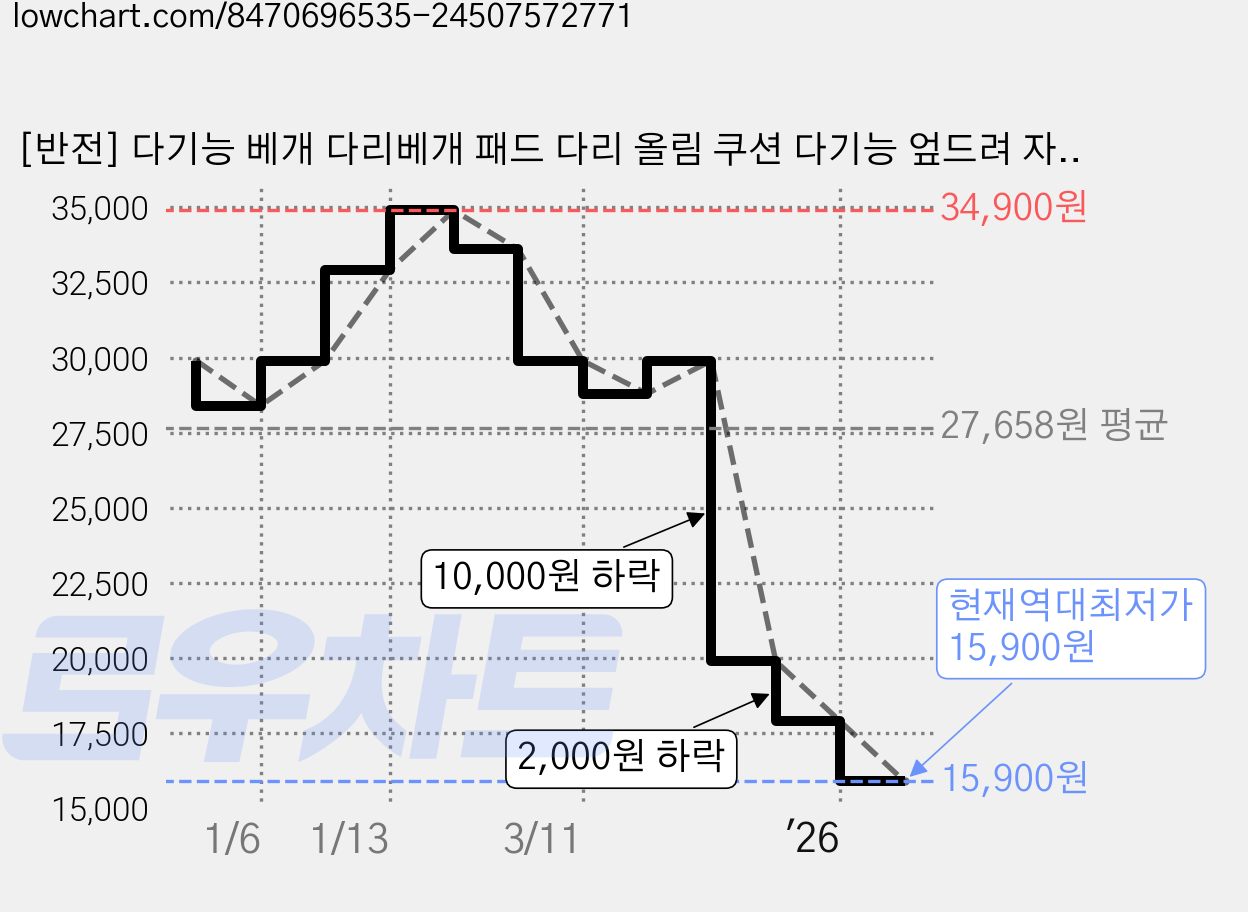 [반전] 다기능 베개 다리베개 패드 다리 올림 쿠션 다기능 엎드려 자는 베개 발돋움 핸드폰놀이, 딥그레이 가격 변동 차트, 현재가 15,900원, 역대최저가