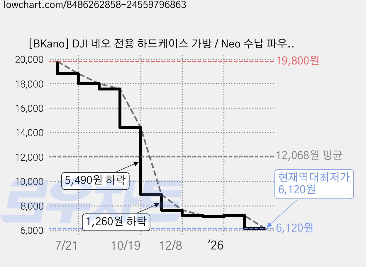 [BKano] DJI 네오 전용 하드케이스 가방 / Neo 수납 파우치 보관 박스 액세서리, 그레이+어깨끈, 1개, 그레이 가격 변동 차트, 현재가 6,120원, 역대최저가