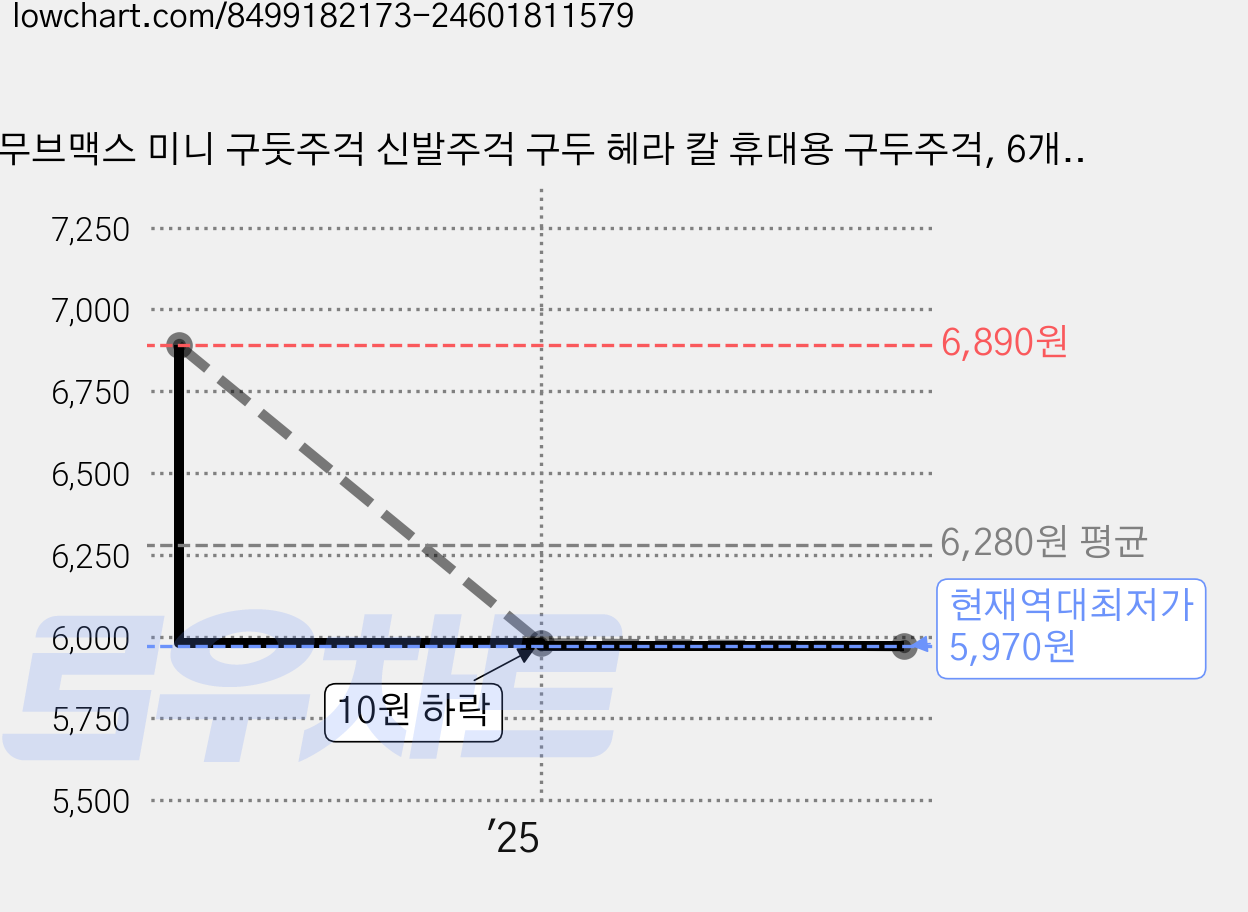 무브맥스 미니 구둣주걱 신발주걱 구두 헤라 칼 휴대용 구두주걱, 6개, 6종(블랙,레드,블루,오렌지,그린,핑크) 가격 변동 차트, 현재가 5,970원, 역대최저가