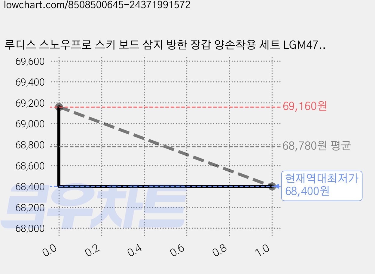 루디스 스노우프로 스키 보드 삼지 방한 장갑 양손착용 세트 LGM4793, 화이트, 1세트 가격 변동 차트, 현재가 68,400원, 역대최저가