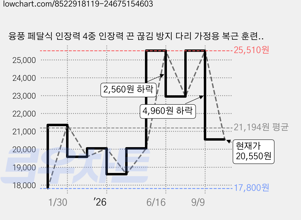 융풍 페달식 인장력 4중 인장력 끈 끊김 방지 다리 가정용 복근 훈련 윗몸일으키기 보조기 홈트레이닝 페달 튜빙밴드 복근 뱃살 근력 스트레칭 로잉밴드 전신튜빙밴드 발판, 블랙 100 파운드 (분리 가능), 1개 가격 변동 차트, 현재가 20,550원, 관측 최저가 17,800원
