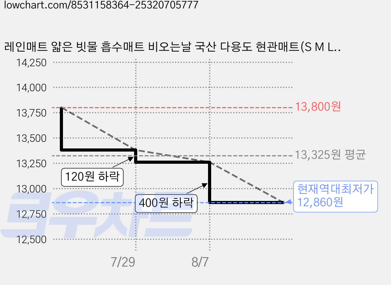 레인매트 얇은 빗물 흡수매트 비오는날 국산 다용도 현관매트(S M L) 큰사이즈 주문 가능, 차콜, 90x60cm(라운드사각 S), 1개 가격 변동 차트, 현재가 12,860원, 역대최저가