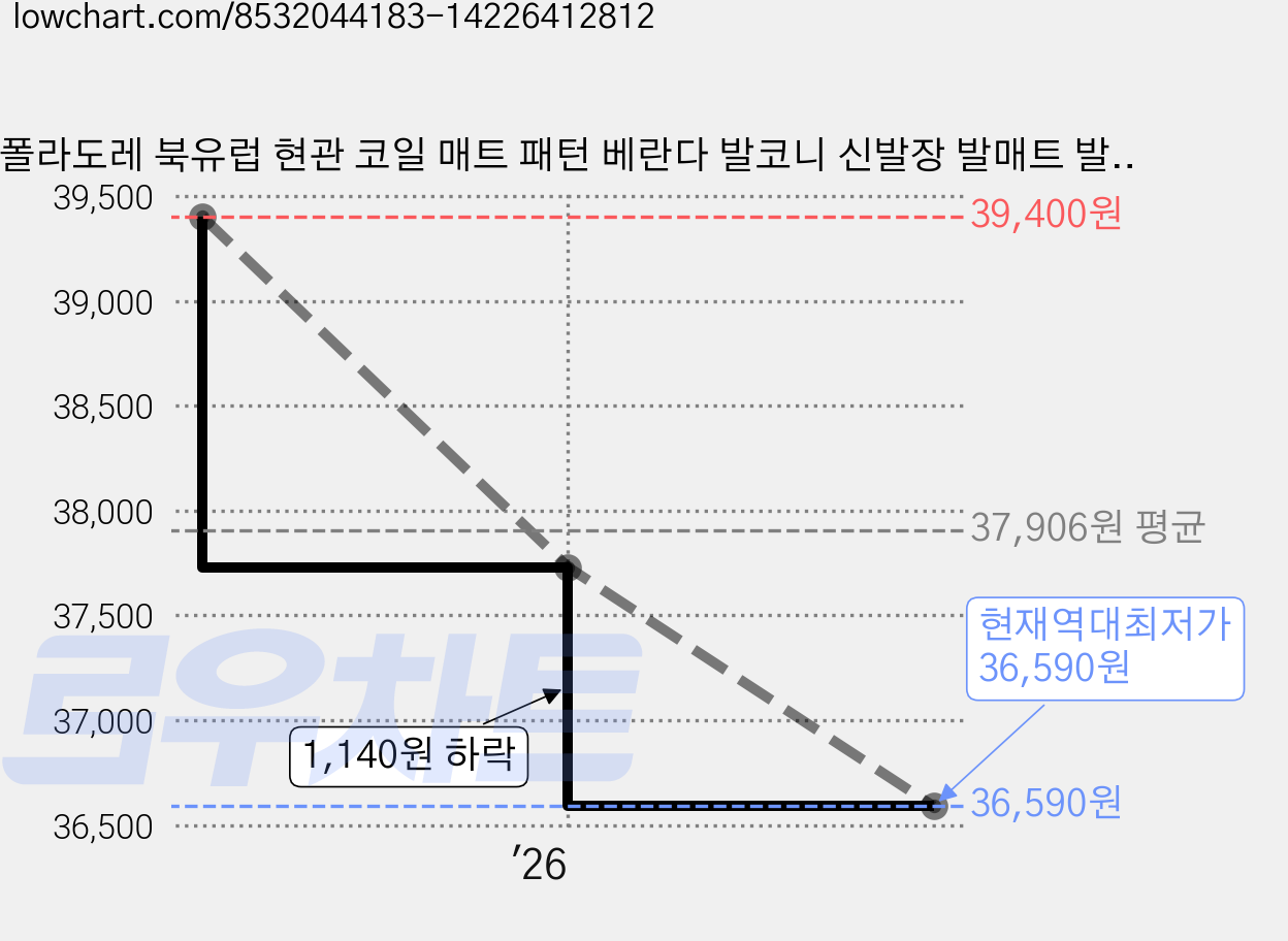폴라도레 북유럽 현관 코일 매트 패턴 베란다 발코니 신발장 발매트 발판, 3.비밀의정원(120x140cm), 1개 가격 변동 차트, 현재가 36,590원, 역대최저가