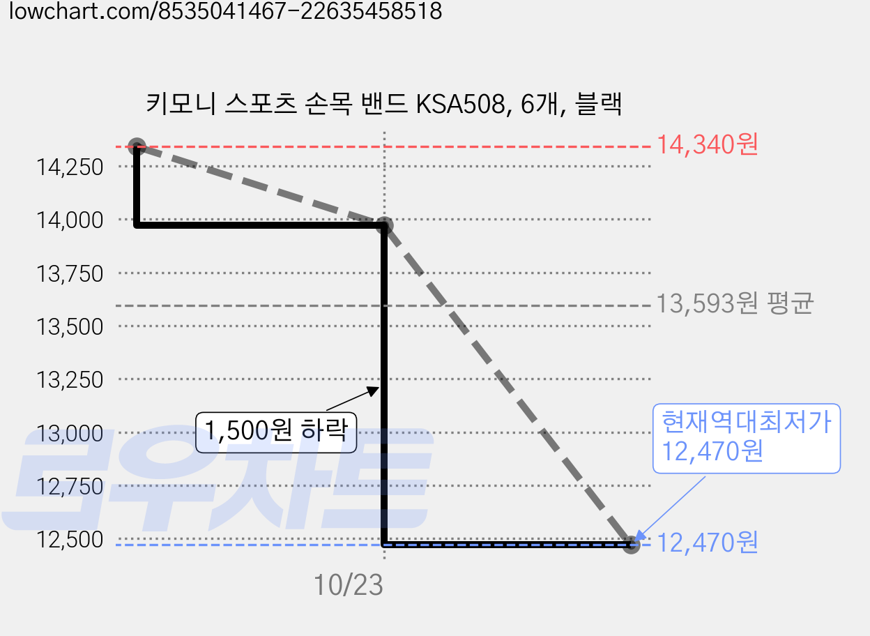 키모니 스포츠 손목 밴드 KSA508, 6개, 블랙 가격 변동 차트, 현재가 12,470원, 역대최저가