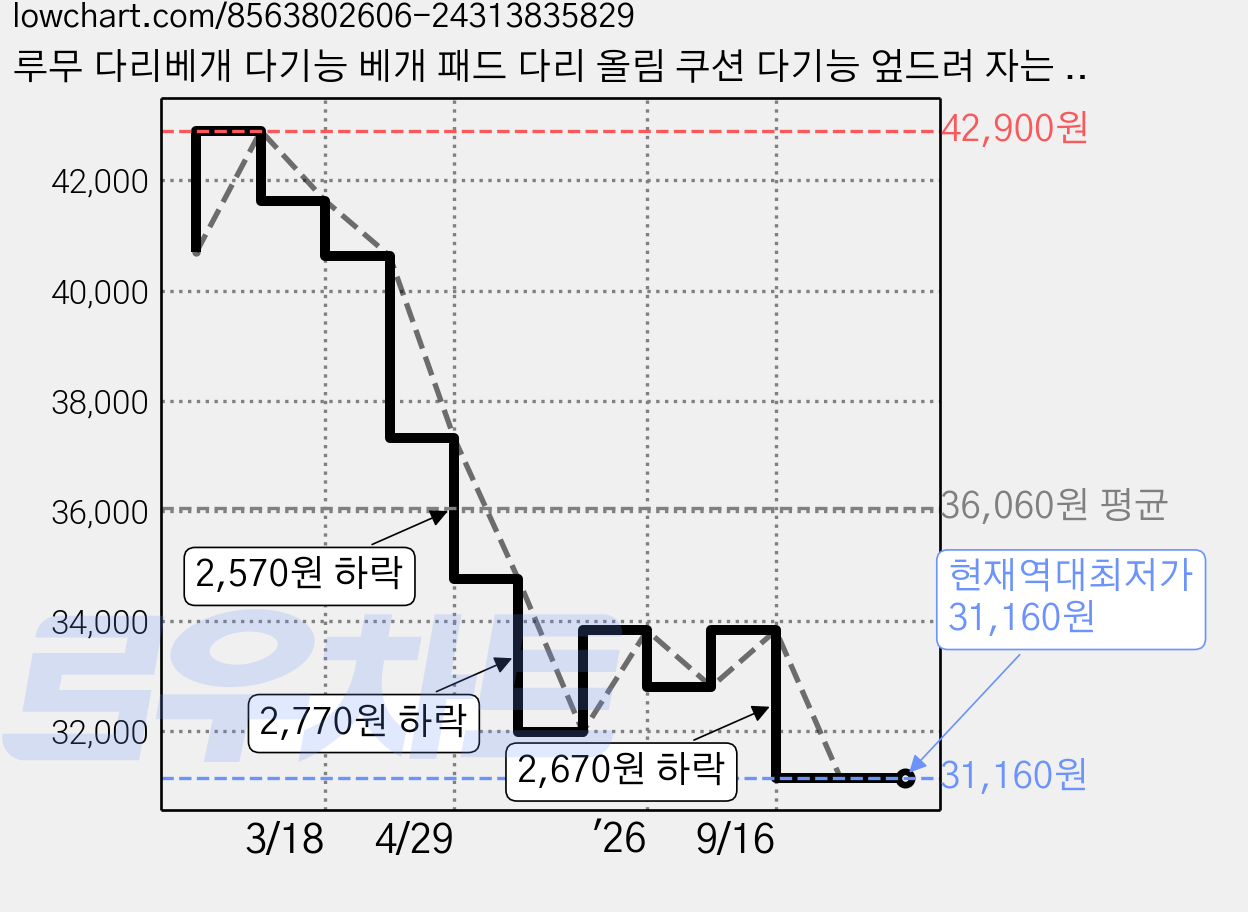 루무 다리베개 다기능 베개 패드 다리 올림 쿠션 다기능 엎드려 자는 베개 발돋움 핸드폰놀이, 진 그레이, 1개 가격 변동 차트, 현재가 31,160원, 역대최저가