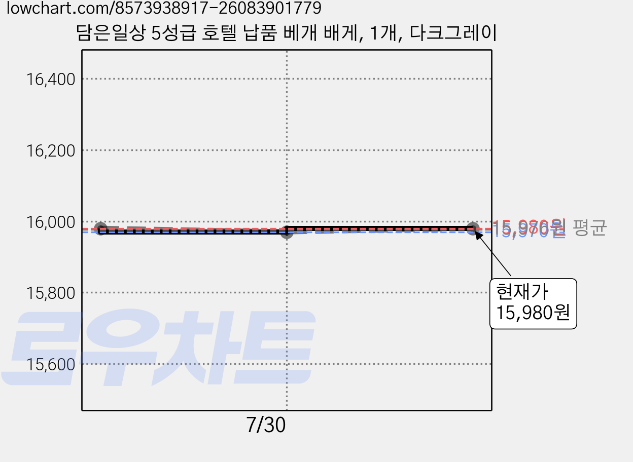 담은일상 5성급 호텔 납품 베개 배게, 1개, 다크그레이 가격 변동 차트, 현재가 15,980원, 관측 최저가 15,970원