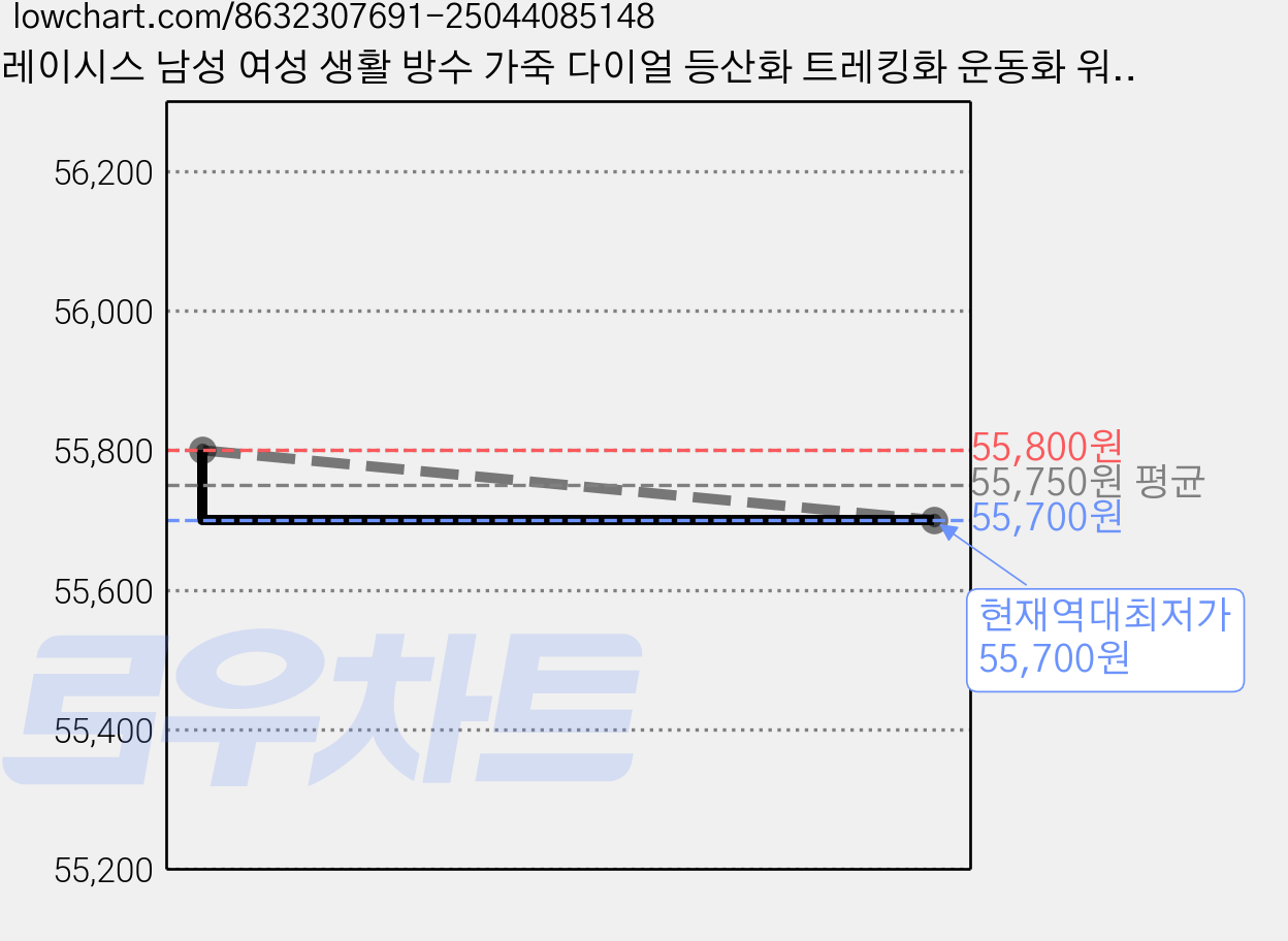 레이시스 남성 여성 생활 방수 가죽 다이얼 등산화 트레킹화 운동화 워킹화 신발 R 러버태양 가격 변동 차트, 현재가 55,700원, 역대최저가