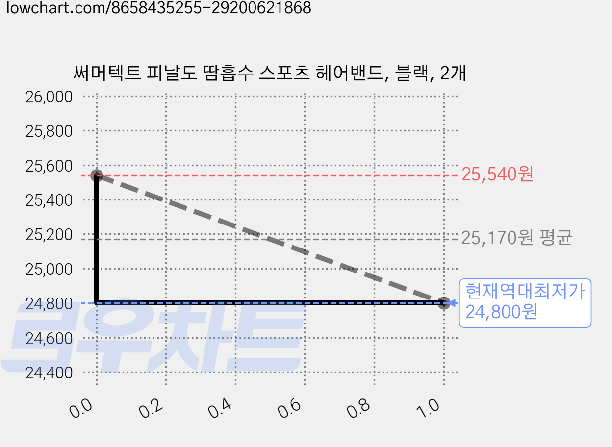 써머텍트 피날도 땀흡수 스포츠 헤어밴드, 블랙, 2개 가격 변동 차트, 현재가 24,800원, 역대최저가