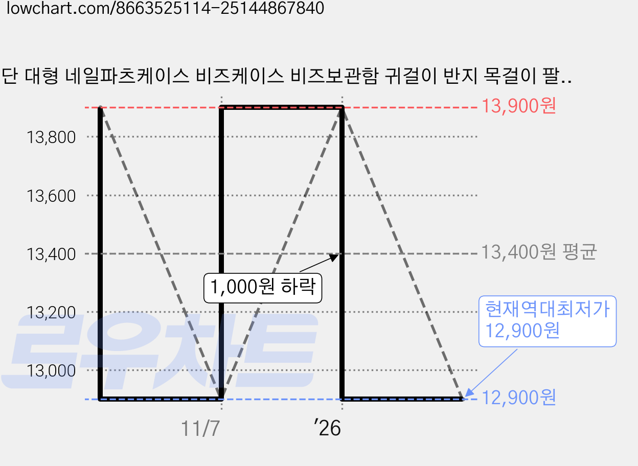 5단 대형 네일파츠케이스 비즈케이스 비즈보관함 귀걸이 반지 목걸이 팔찌 보관함, 1개, 투명 120칸 가격 변동 차트, 현재가 12,900원, 역대최저가