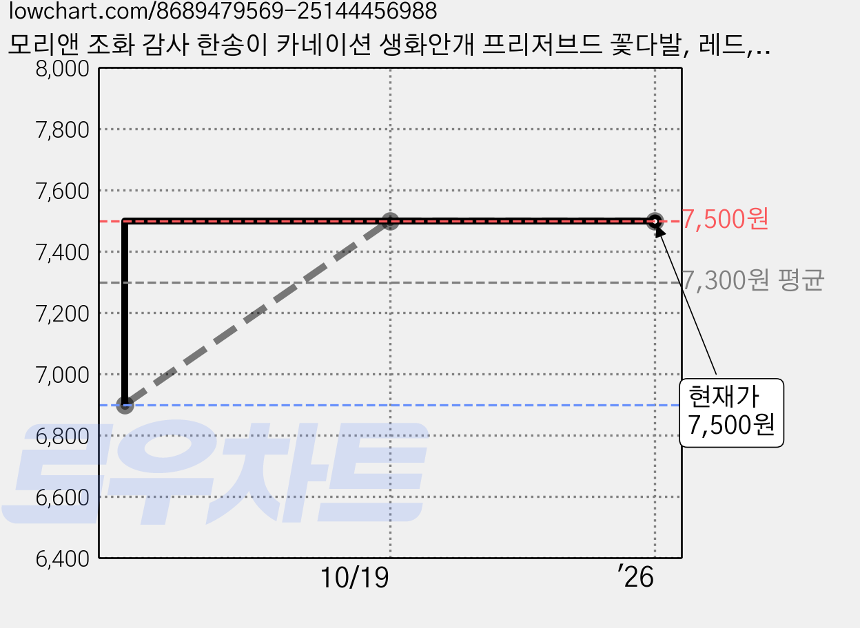 모리앤 조화 감사 한송이 카네이션 생화안개 프리저브드 꽃다발, 레드, 1개 가격 변동 차트, 현재가 7,500원, 역대최저가